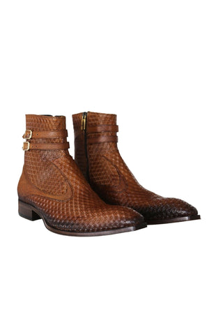 Jo Ghost 4996 Brown Multi Texture Embossed Leather Boots (JG5364)