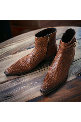 Jo Ghost 4996 Brown Multi Texture Embossed Leather Boots (JG5364)
