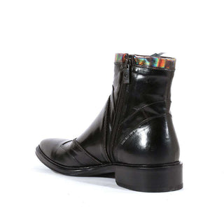 Jo Ghost Italian Mens Shoes Montalcino Nero Specchio Laser Canna di Fucile Black / Silver Leather Boots (JG2107)-AmbrogioShoes