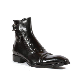 Jo Ghost Italian Mens Shoes Montalcino Nero x Plato Black Leather Boots (JG2103)-AmbrogioShoes