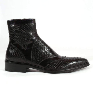 Jo Ghost Italian Mens Shoes Stampa Nero Marmo Camoscio Black Boots (JG2000)-AmbrogioShoes