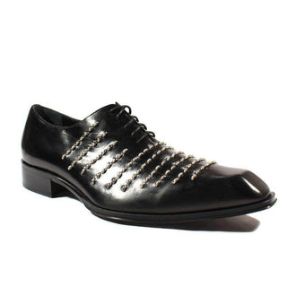 Jo Ghost Men's Designer Shoes Montalcio Leather Nero / Black Oxfords (JG1800)-AmbrogioShoes