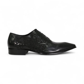 Jo Ghost Men's Designer Shoes Parma Doc Col Nero Embroidered Leather Oxfords (JG2201)-AmbrogioShoes