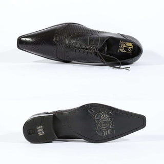 Jo Ghost Mens Italian Shoes Diver Reptilis Plato Nero Oxfords(JG5125)-AmbrogioShoes