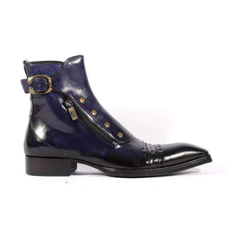 Jo Ghost Mens Italian Shoes Ingles Blue Navy Boots (JG5132)-AmbrogioShoes
