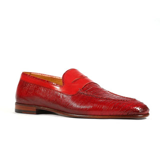 Jo Ghost Men's Shoes Red Teju Lizard Print / Calf-Skin Leather Loafers 2043BIS (JG5202)-AmbrogioShoes