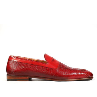 Jo Ghost Men's Shoes Red Teju Lizard Print / Calf-Skin Leather Loafers 2043BIS (JG5202)-AmbrogioShoes