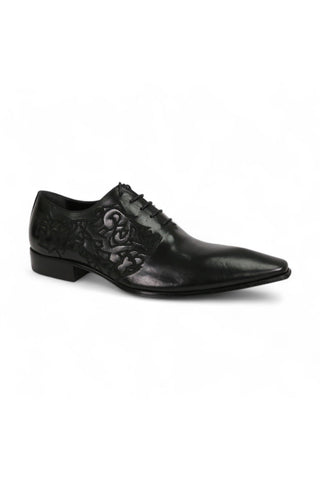 Jo Ghost Parma Doc Col Nero Embroidered Leather Oxfords (JG2201)