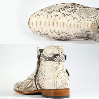 Jo ghost 1180 Mens Snakeskin Pellame Pitone Crust Roccia Beige Boots (JG5152)-AmbrogioShoes