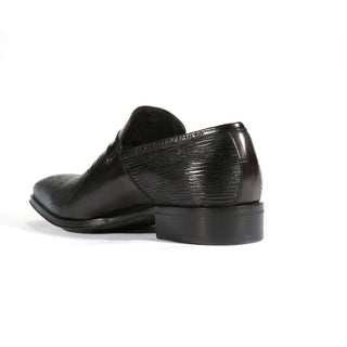 Jo ghost 130M Mens Contrast Enigma Black Texture Leather Black Loafers (JG5157)-AmbrogioShoes