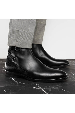 Jodphur Leather Boot - Black-Dellamoda