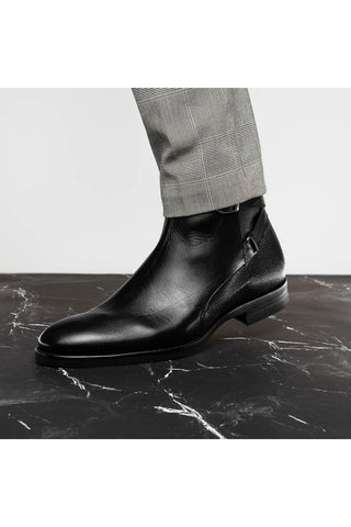 Jodphur Leather Boot - Black-Dellamoda