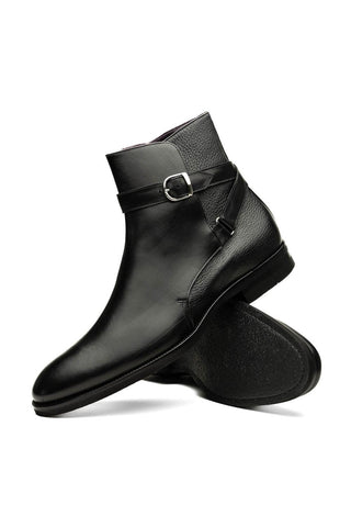 Jodphur Leather Boot - Black-Dellamoda