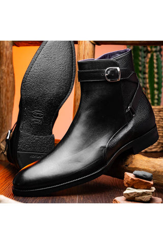 Jodphur Leather Boot - Black-Dellamoda