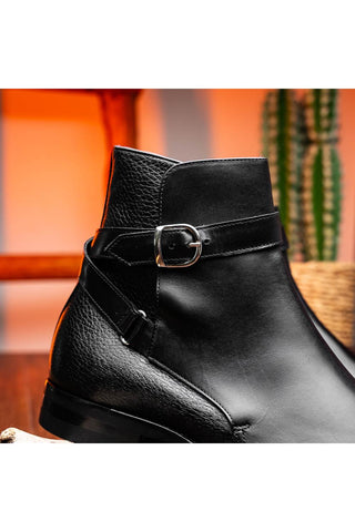 Jodphur Leather Boot - Black-Dellamoda