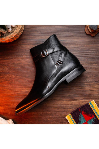 Jodphur Leather Boot - Black-Dellamoda