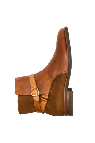 Jodphur Leather & Suede Boot - Cognac-Dellamoda