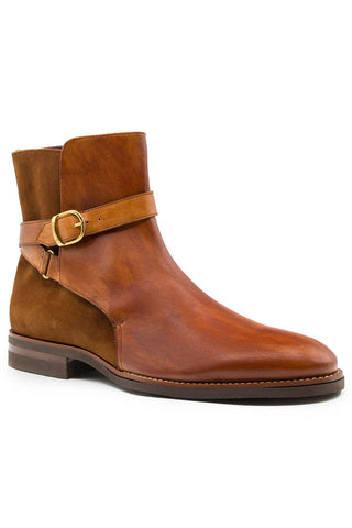 Jodphur Leather & Suede Boot - Cognac-Dellamoda