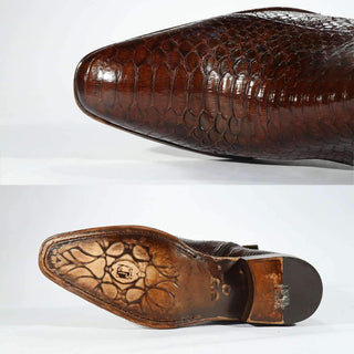 Joghost 1087 Mens Snakeskin Crust Col. Sigaro Zip Up Brown Boots (JG1050)-AmbrogioShoes