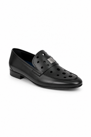 John Richmond 14025 Calf-Skin Leather Perforated Slip-On Loafer (JR1012)