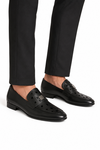 John Richmond 14025 Calf-Skin Leather Perforated Slip-On Loafer (JR1012)