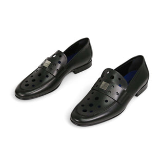 John Richmond 14025 Calf-Skin Leather Perforated Slip-On Loafer (JR1012)-AmbrogioShoes