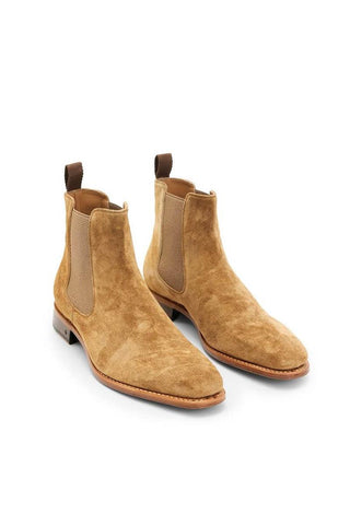 John Varvatos Amsterdam Mushroom Brown Suede Chelsea Boots (JV1002)