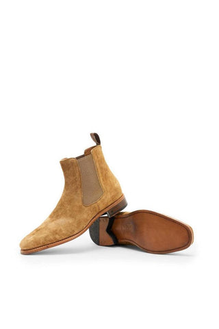 John Varvatos Amsterdam Mushroom Brown Suede Chelsea Boots (JV1002)