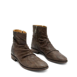 John Varvatos Morrison Lead Brown Stamped Sheep Leather Sharpei Boots (JV1005)-AmbrogioShoes