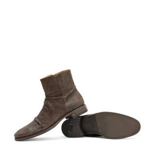 John Varvatos Morrison Lead Brown Stamped Sheep Leather Sharpei Boots (JV1005)-AmbrogioShoes