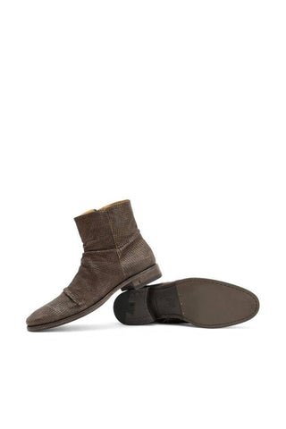 John Varvatos Morrison Lead Brown Stamped Sheep Leather Sharpei Boots (JV1005)