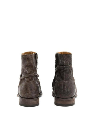 John Varvatos Morrison Lead Brown Stamped Sheep Leather Sharpei Boots (JV1005)