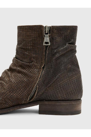 John Varvatos Morrison Lead Brown Stamped Sheep Leather Sharpei Boots (JV1005)