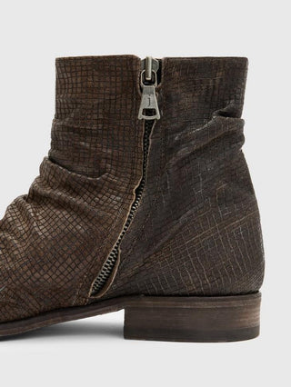 John Varvatos Morrison Men's Shoes Lead Brown Stamped Sheep Leather Sharpei Boots (JV1005)-AmbrogioShoes