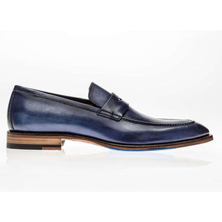 Jose Real Men's Shoes Amberes Deep Blue Calf-skin Leather Loafers H605 (RE2100)-AmbrogioShoes