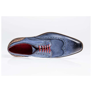 Jose Real Men's Shoes H670 Nabuck Blue Stamp Blue Faggio Blue Oxfords (JRO1604)-AmbrogioShoes