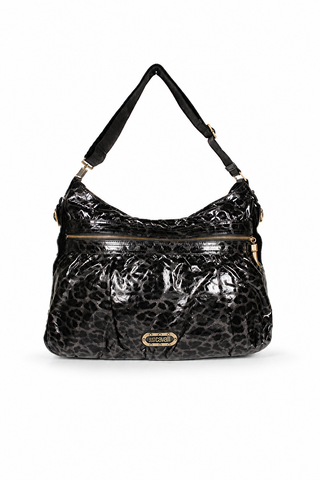 Just Cavalli Bag Black Coated Canvas Double Handled shopper Animal Print (JC166)