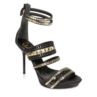 Just Cavalli Shoes Black & Gold Metal Studs Platform Sandals (JC1519)-AmbrogioShoes