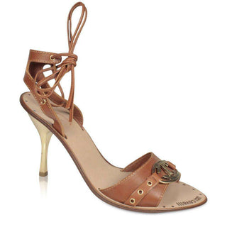 Just Cavalli Shoes High-Heel Brown Leather Ankle Lace-Up Sandals (JC1512)-AmbrogioShoes