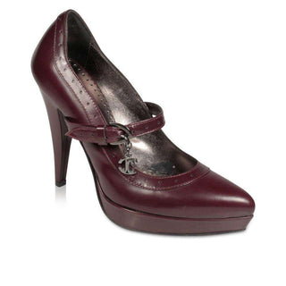 Just Cavalli Shoes High-Heel Burgundy Platform Pumps Buckle Strap (JC1501)-AmbrogioShoes