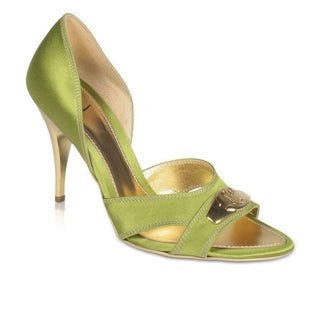 Just Cavalli Shoes High-Heel Green w/ Gold Logo Plate Sandals (JC1513)-AmbrogioShoes