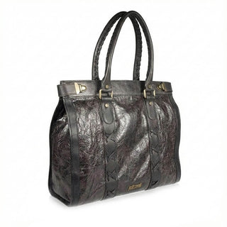 Just Cavalli Handbag Black Leather Tote Bag Shopper (JC180)