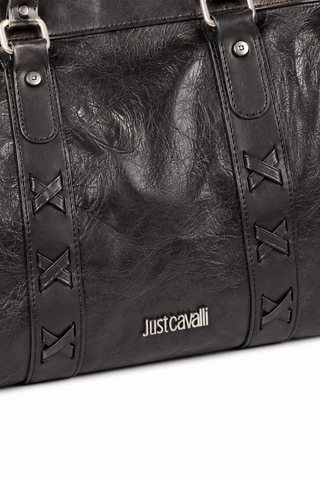Just Cavalli Handbag Black Leather Tote Bag Shopper (JC180)