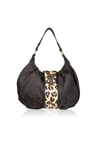 Just Cavalli Handbag Black Monogram & leapord Hobo (JC176)