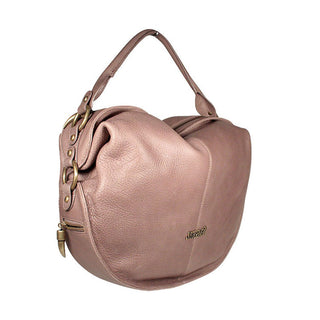 Just Cavalli Handbag Mauve Leather Slouchy Hobo Bag w/Side Pockets (JC168)-AmbrogioShoes