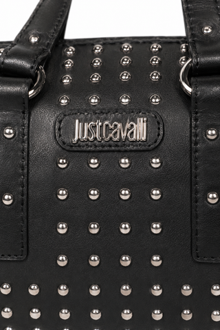 Just Cavalli Handbag Med Satchel Canvas & Leather Black (JC172)