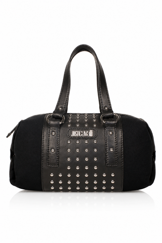 Just Cavalli Handbag Med Satchel Canvas & Leather Black (JC172)