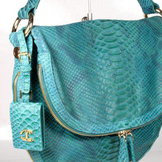 Just Cavalli Handbag Sling/Messenger Python Print Turquoise (JC195)-AmbrogioShoes