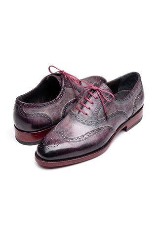Paul Parkman KS27-LGC Grey Lilac Patina Leather Wingtip Oxford-Dellamoda