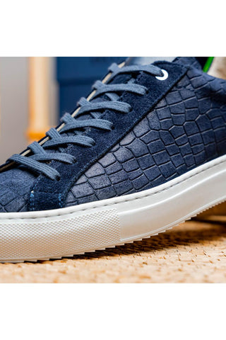 Kobe Embossed Suede Sneaker - Navy-Dellamoda